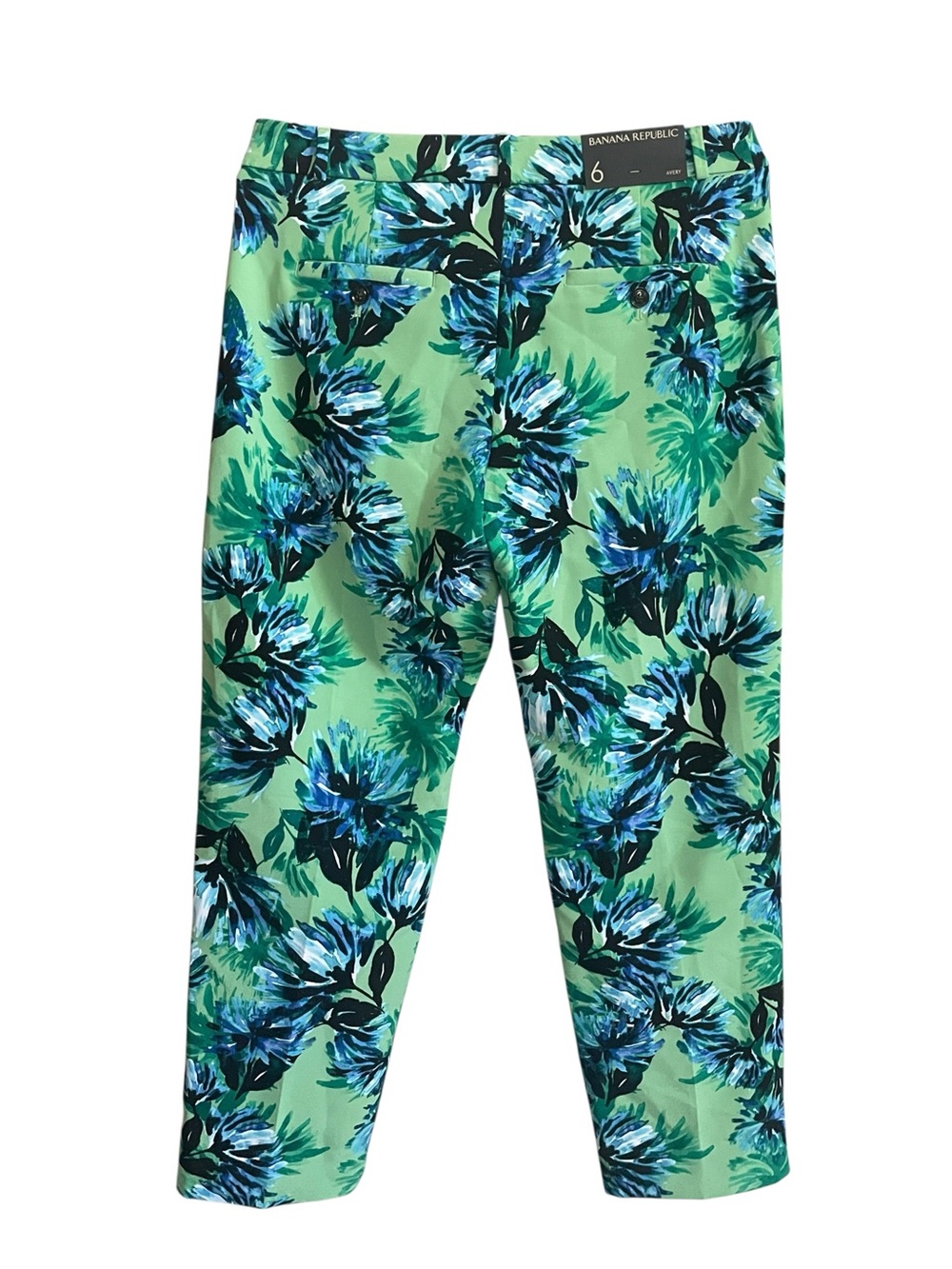 NWT Banana Republic Avery Floral Ankle Pants Sz 6 Blue Green Mid Rise Stretch - Picture 5 of 10